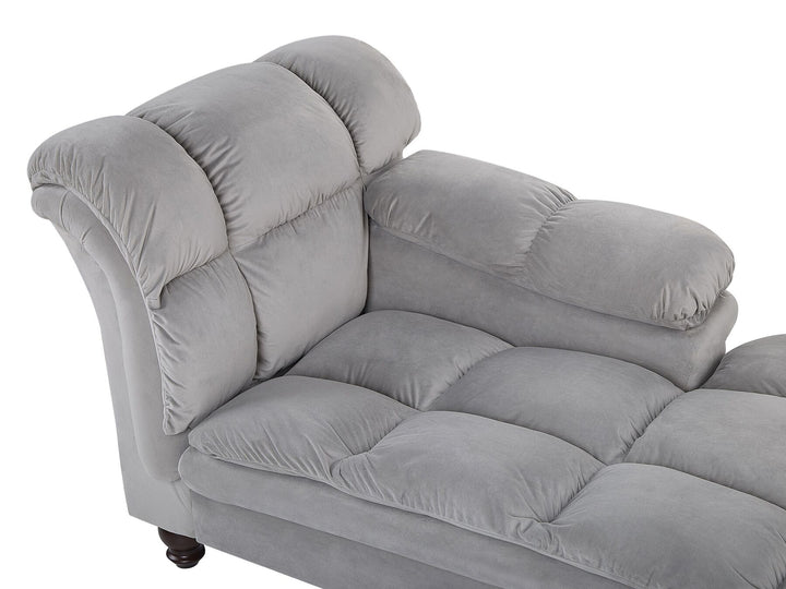 Lormont Left Hand Velvet Chaise Lounge Grey