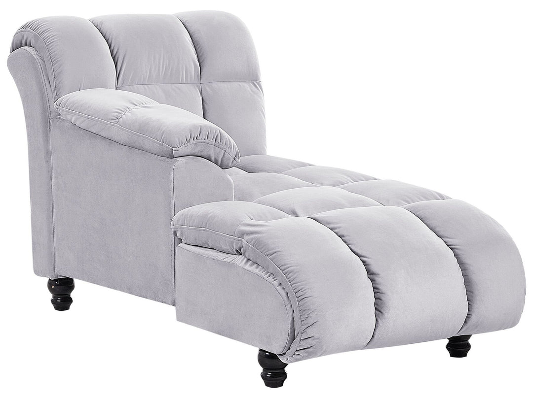 Lormont Right Hand Velvet Chaise Lounge Grey