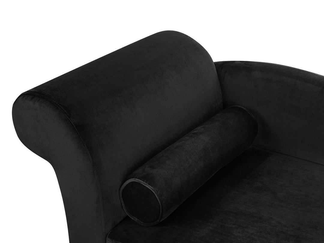 Luiro Left Hand Velvet Chaise Lounge Black