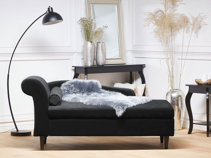 Luiro Left Hand Velvet Chaise Lounge Black