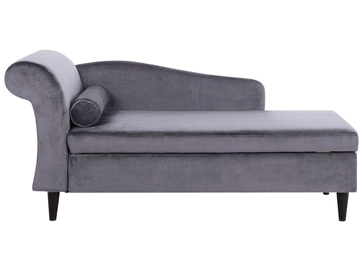 Luiro Left Hand Velvet Chaise Lounge Dark Grey