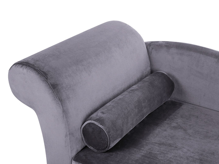 Luiro Left Hand Velvet Chaise Lounge Dark Grey