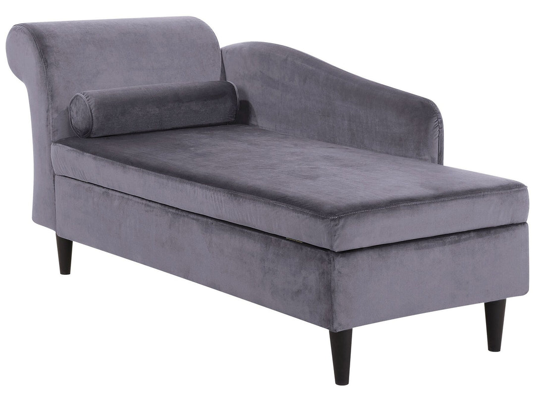 Luiro Left Hand Velvet Chaise Lounge Dark Grey