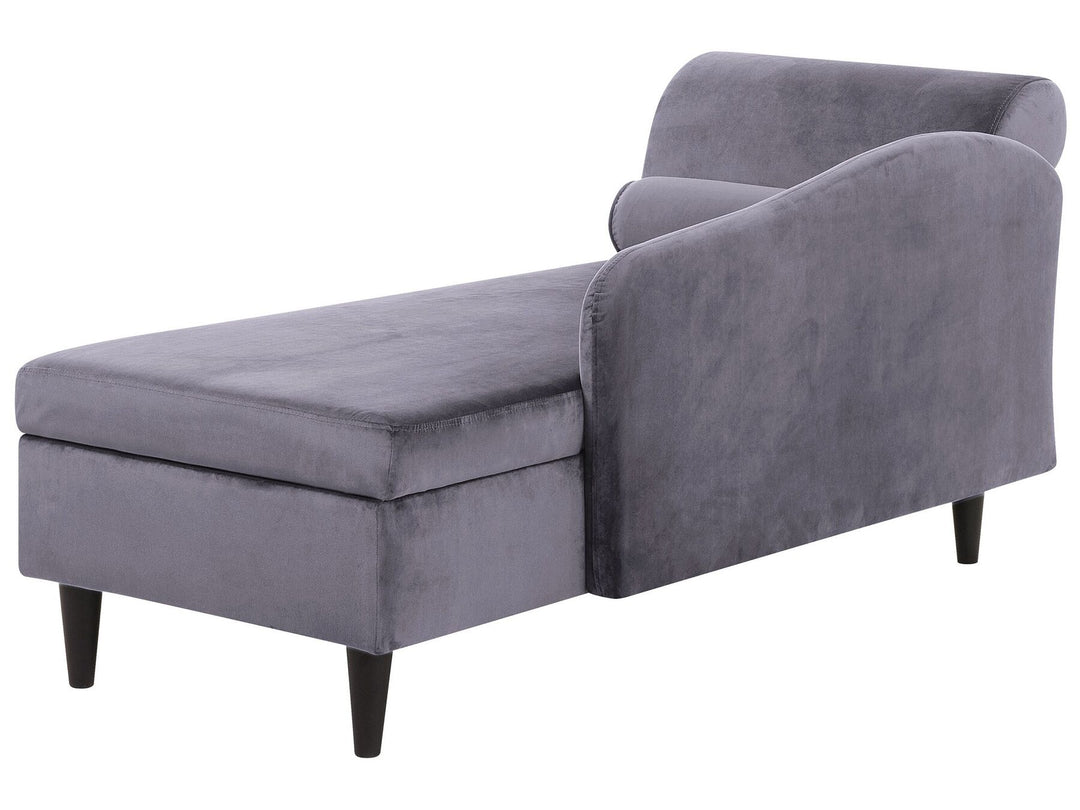 Luiro Left Hand Velvet Chaise Lounge Dark Grey