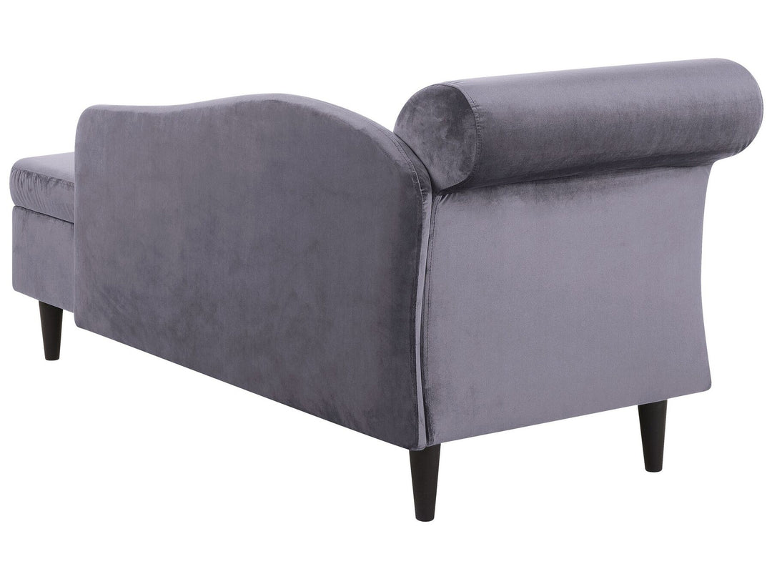 Luiro Left Hand Velvet Chaise Lounge Dark Grey