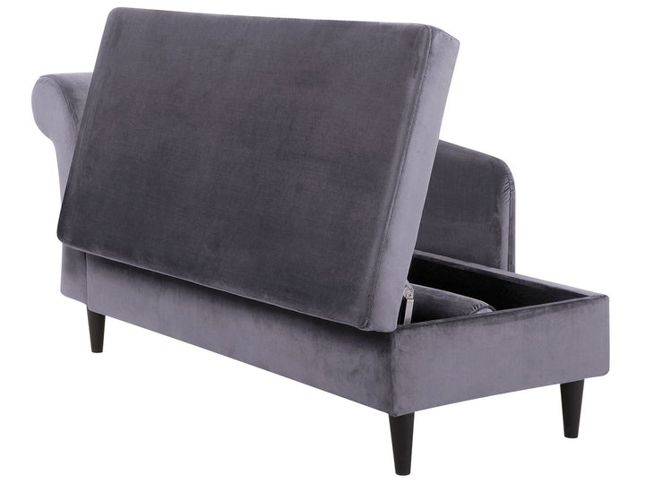 Luiro Left Hand Velvet Chaise Lounge Dark Grey