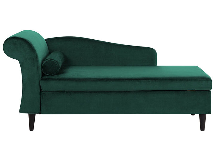 Luiro Left Hand Velvet Chaise Lounge Emerald Green