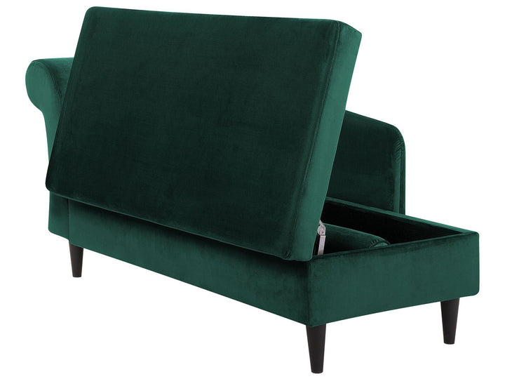 Luiro Left Hand Velvet Chaise Lounge Emerald Green