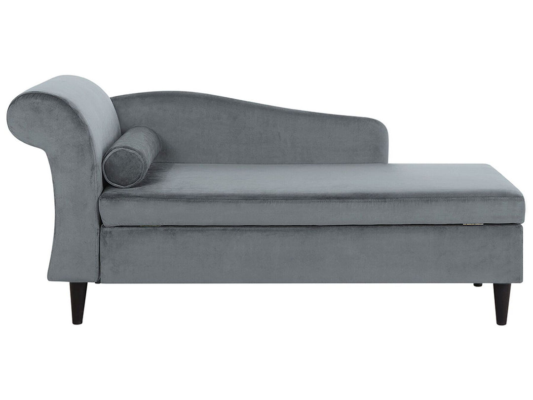 Luiro Left Hand Velvet Chaise Lounge Light Grey