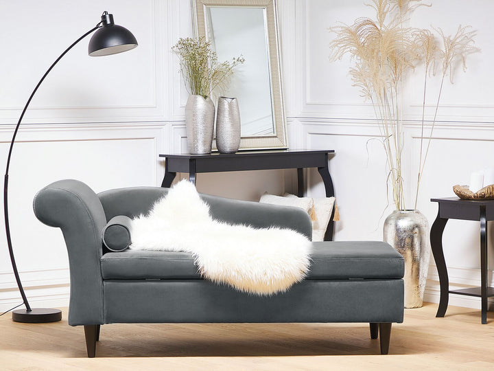 Luiro Left Hand Velvet Chaise Lounge Light Grey