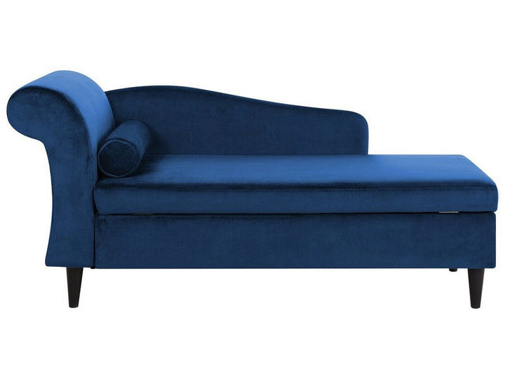 Luiro Left Hand Velvet Chaise Lounge Navy Blue