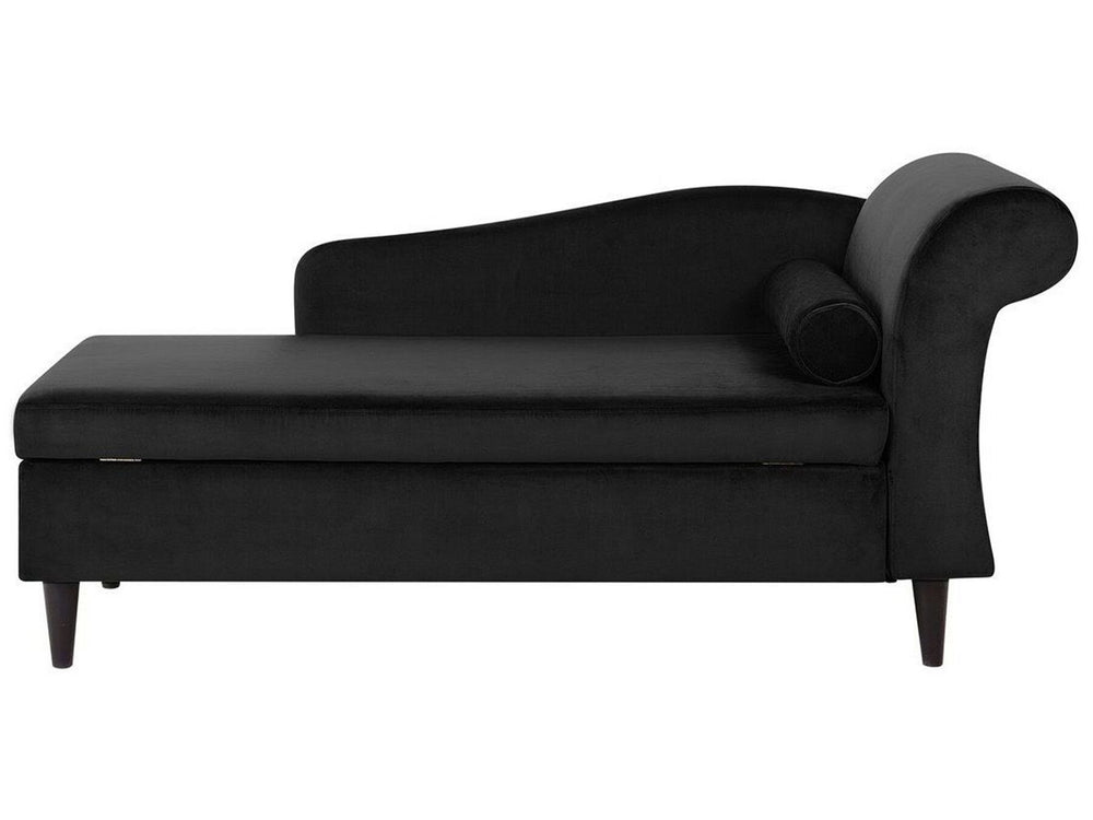 Luiro Right Hand Velvet Chaise Lounge Black