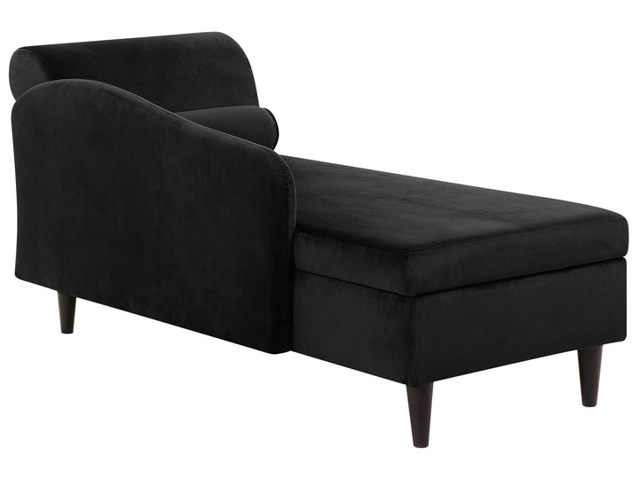 Luiro Right Hand Velvet Chaise Lounge Black