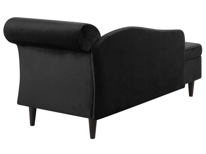 Luiro Right Hand Velvet Chaise Lounge Black