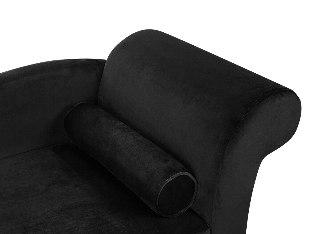 Luiro Right Hand Velvet Chaise Lounge Black