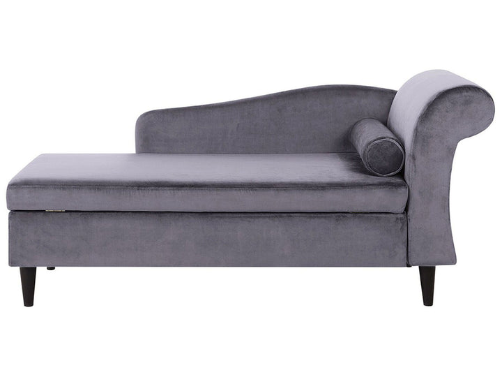 Luiro Right Hand Velvet Chaise Lounge Dark Grey