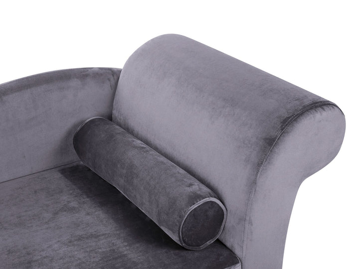 Luiro Right Hand Velvet Chaise Lounge Dark Grey