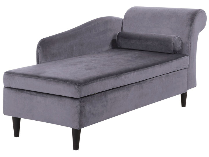 Luiro Right Hand Velvet Chaise Lounge Dark Grey