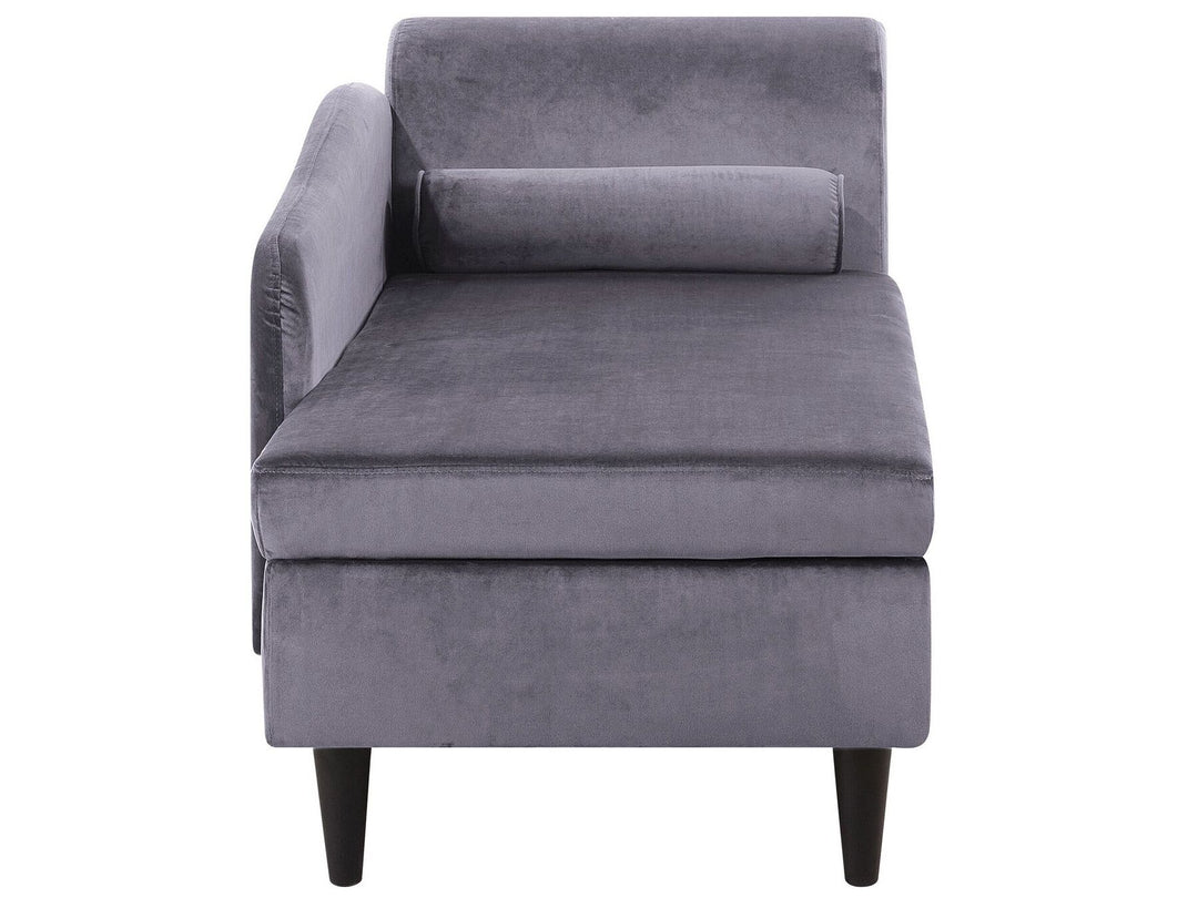 Luiro Right Hand Velvet Chaise Lounge Dark Grey