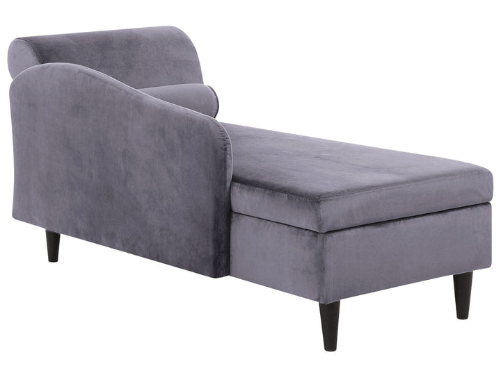 Luiro Right Hand Velvet Chaise Lounge Dark Grey