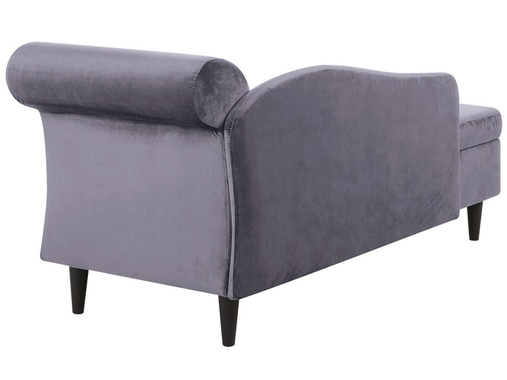 Luiro Right Hand Velvet Chaise Lounge Dark Grey