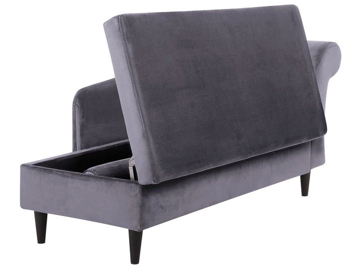 Luiro Right Hand Velvet Chaise Lounge Dark Grey