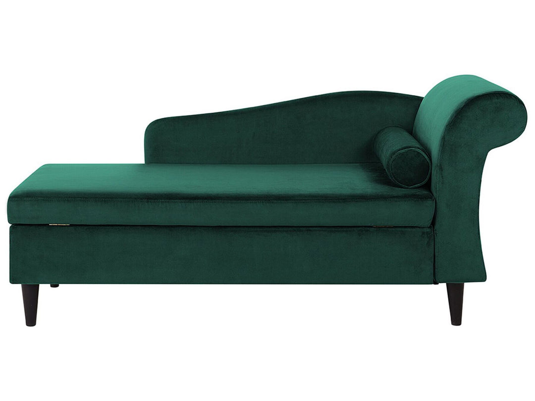 Luiro Right Hand Velvet Chaise Lounge Emerald Green