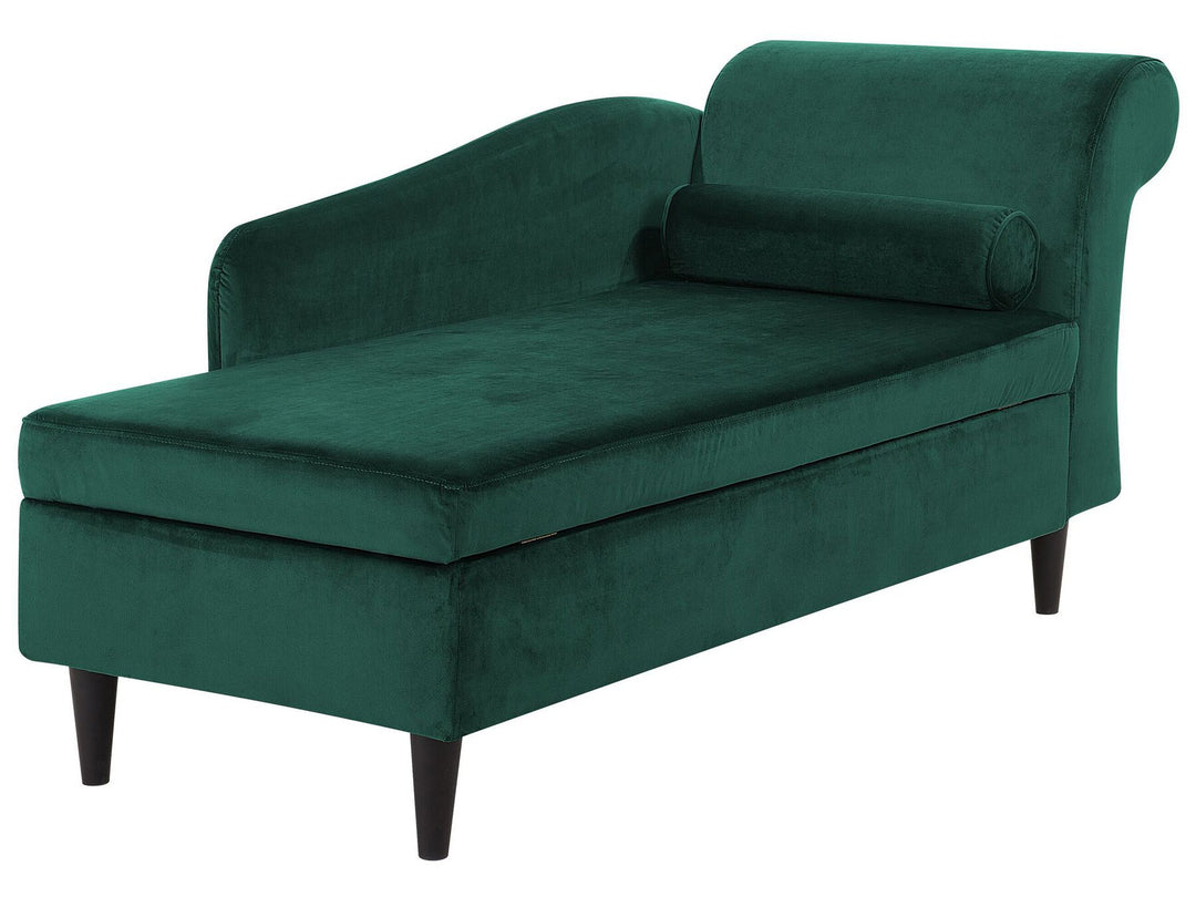 Luiro Right Hand Velvet Chaise Lounge Emerald Green