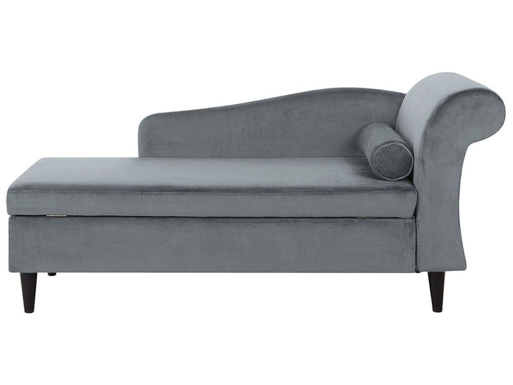 Luiro Right Hand Velvet Chaise Lounge Light Grey