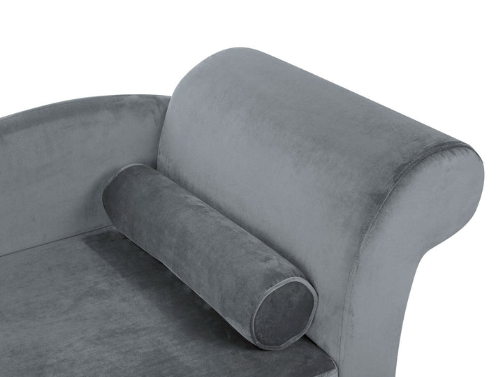 Luiro Right Hand Velvet Chaise Lounge Light Grey