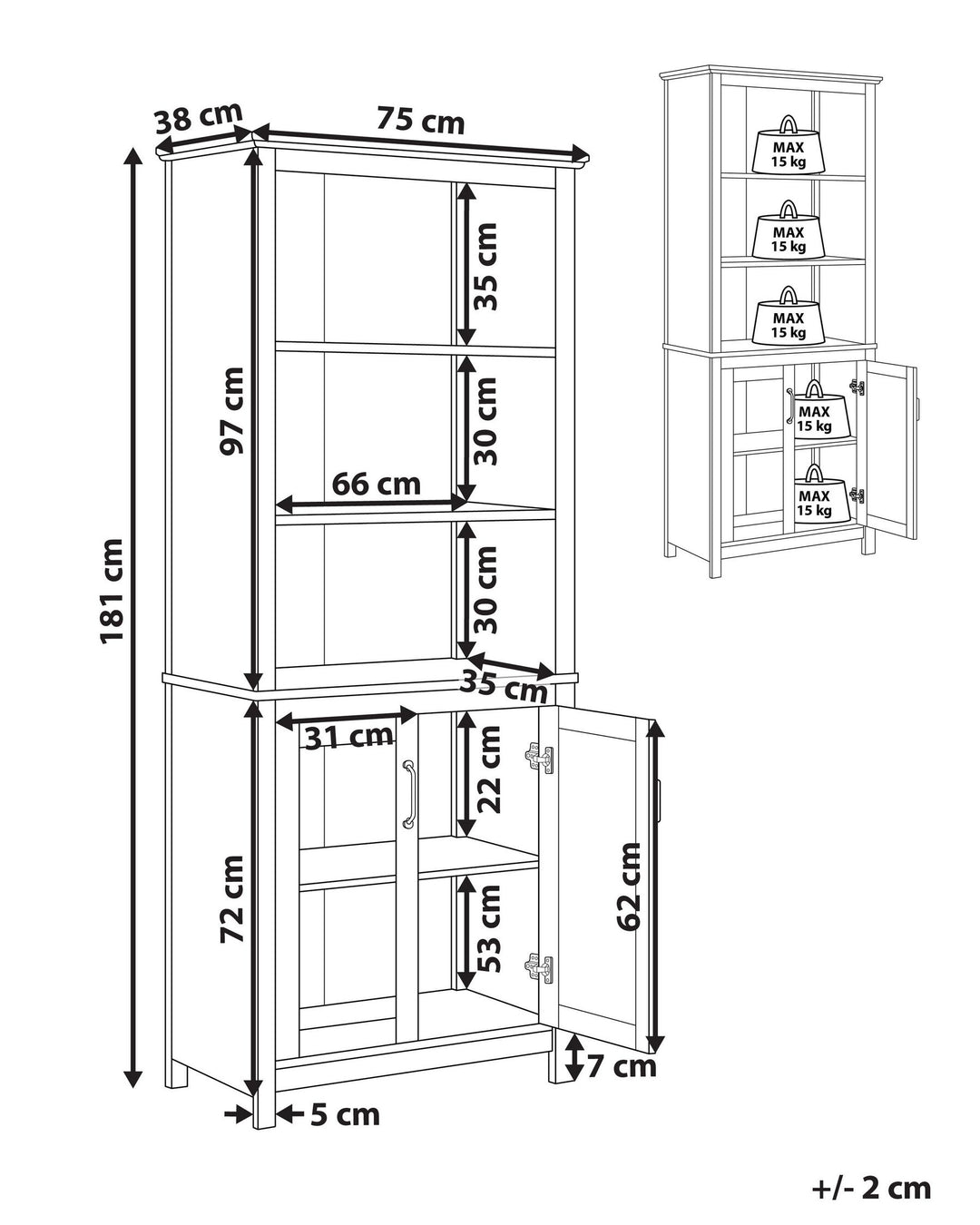 Frihart Display Cabinet with Glass Doors White