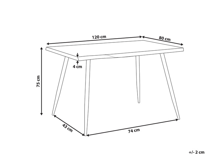 Avon Dining Table 120 x 80 cm Light Wood and Black