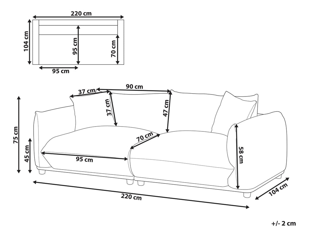 Luvos 3 Seater Fabric Sofa Light Beige