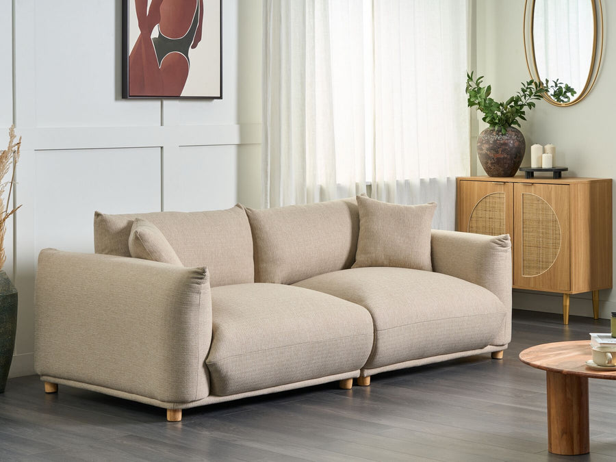 Luvos 3 Seater Fabric Sofa Light Beige