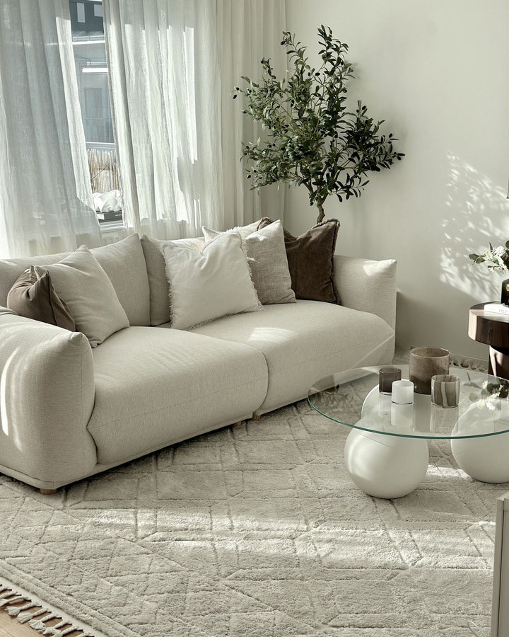 Luvos 3 Seater Fabric Sofa Off-White