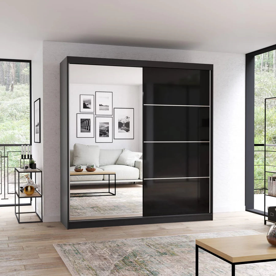 Multi 31 Sliding Mirror Door Wardrobe 203cm