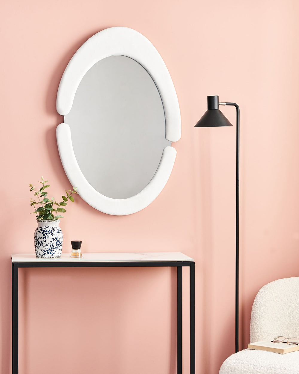 Massay Wall Mirror Velvet White