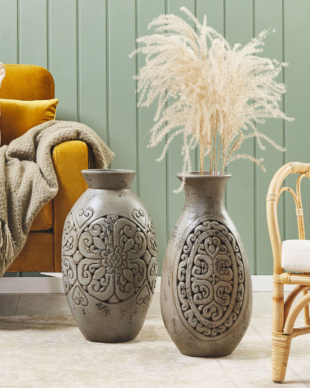 Megara Decorative Vase Ceramic 51 cm Grey