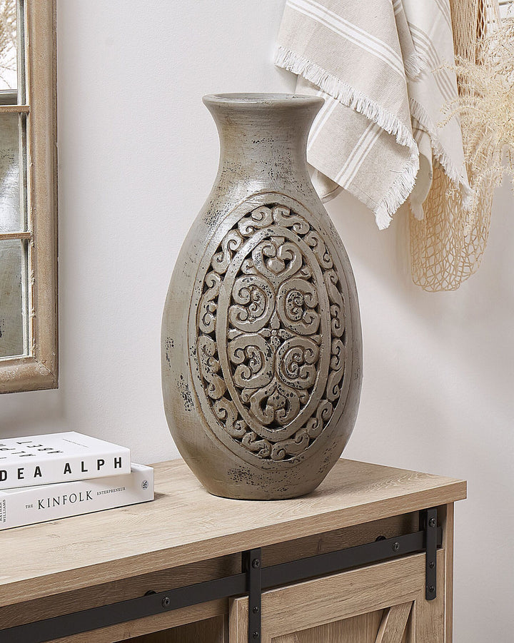 Megara Decorative Vase Ceramic 51 cm Grey