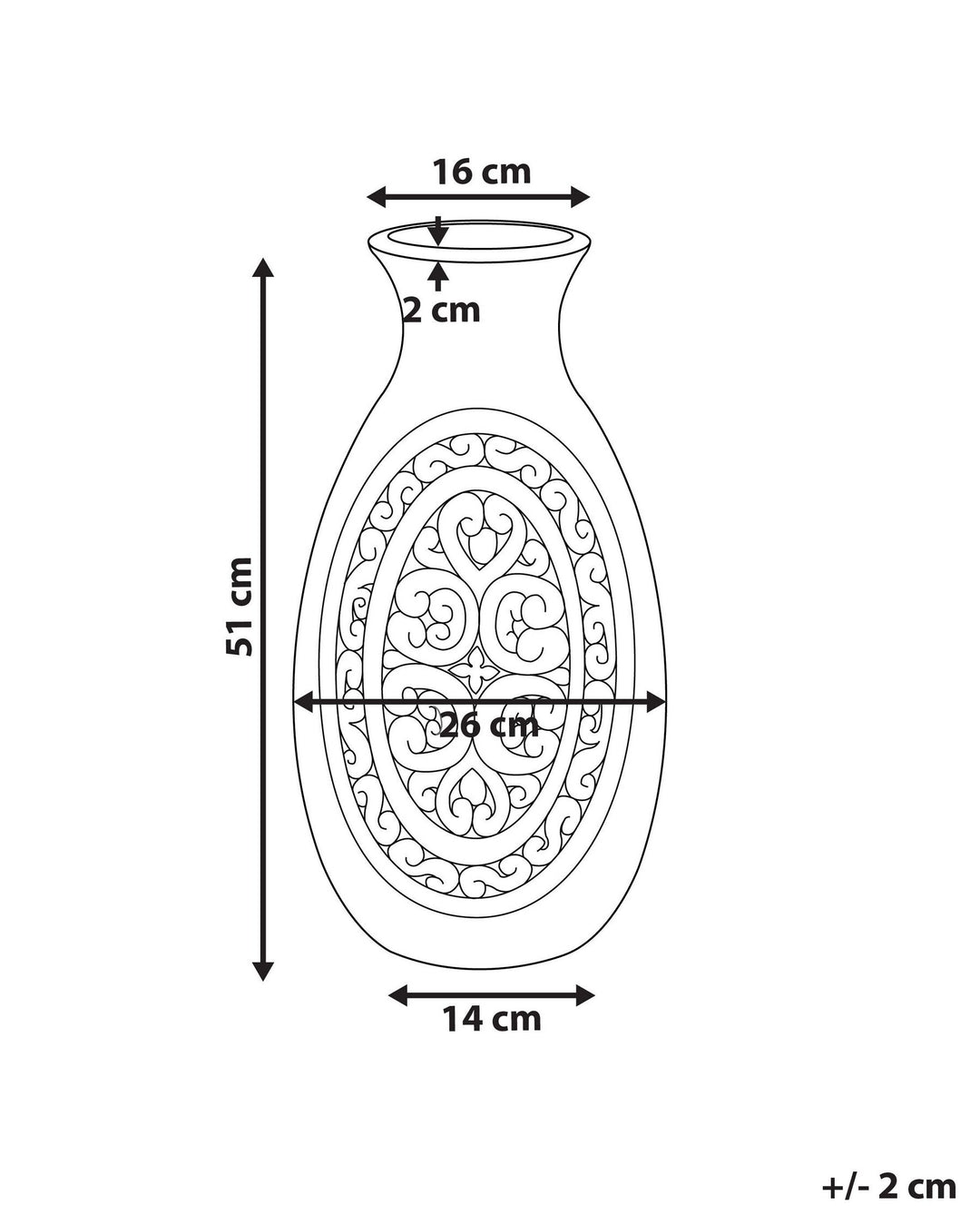 Megara Decorative Vase Ceramic 51 cm Grey