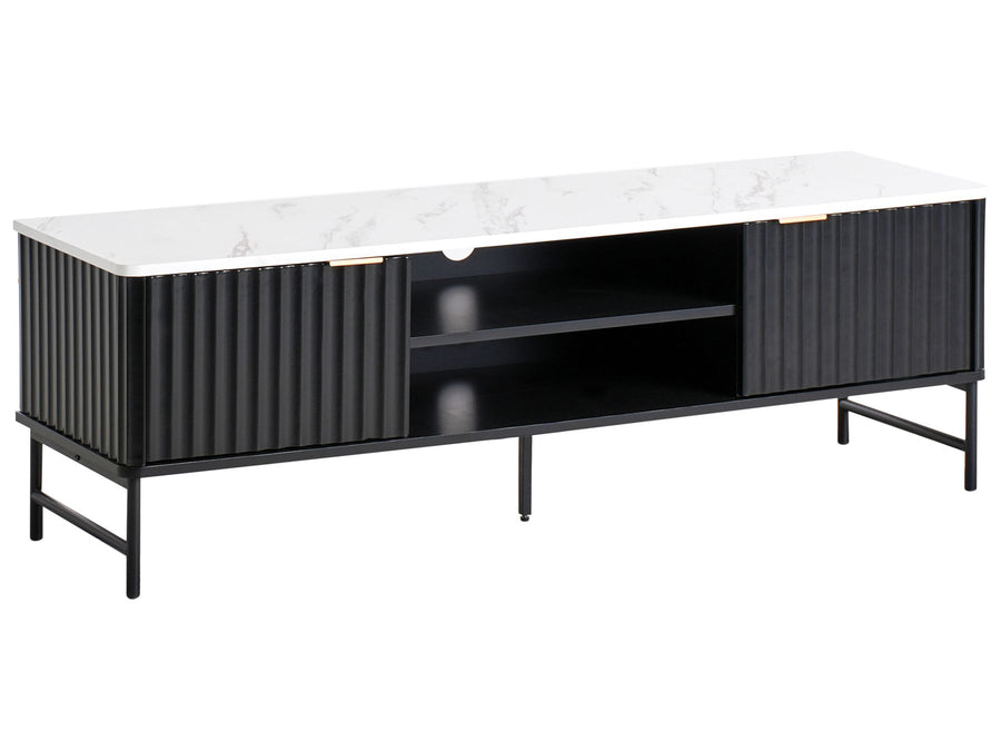 TV Stand GLASTONBURY Marble/ Black