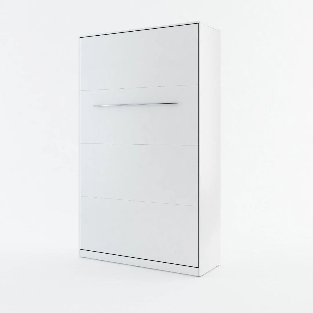 Colina Vertical Wall Bed Concept 120cm with Storage Cabinet White Matt CP-02