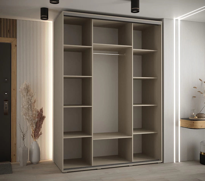 Elegant Dakota IX Sliding Door Wardrobe 170cm - Stylish Storage with Mirrored Door, Hanging Rails, and Shelves