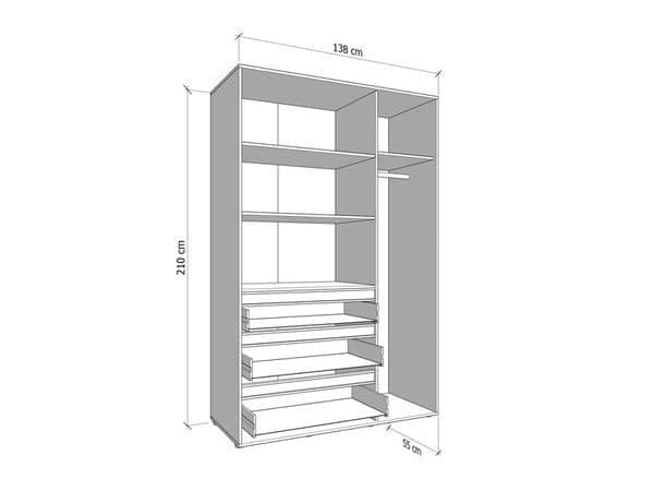 Maybery Mirror Front 3 Door Drawer Wardrobe