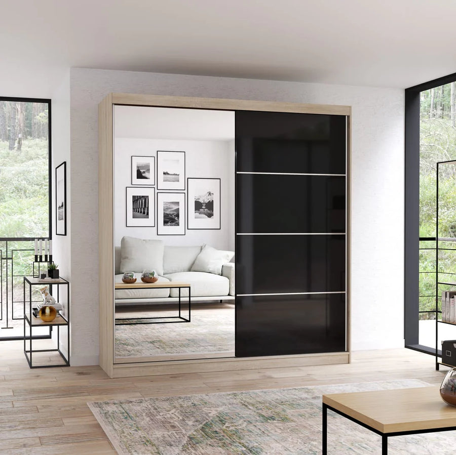 Multi 31 Sliding Mirror Door Wardrobe 203cm