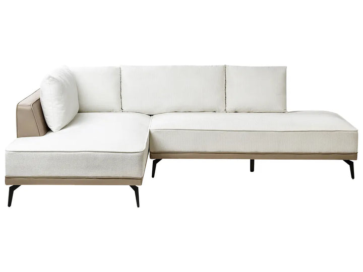 Corner Sofa 3 Seater MYKEN Fabric Off-White Right Hand