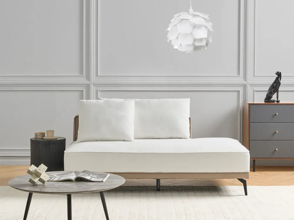 Corner Sofa 3 Seater Fabric Off-White Right Hand Michelyn