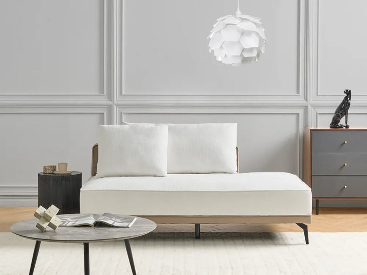 Corner Sofa 3 Seater Fabric Off-White Right Hand Michelyn