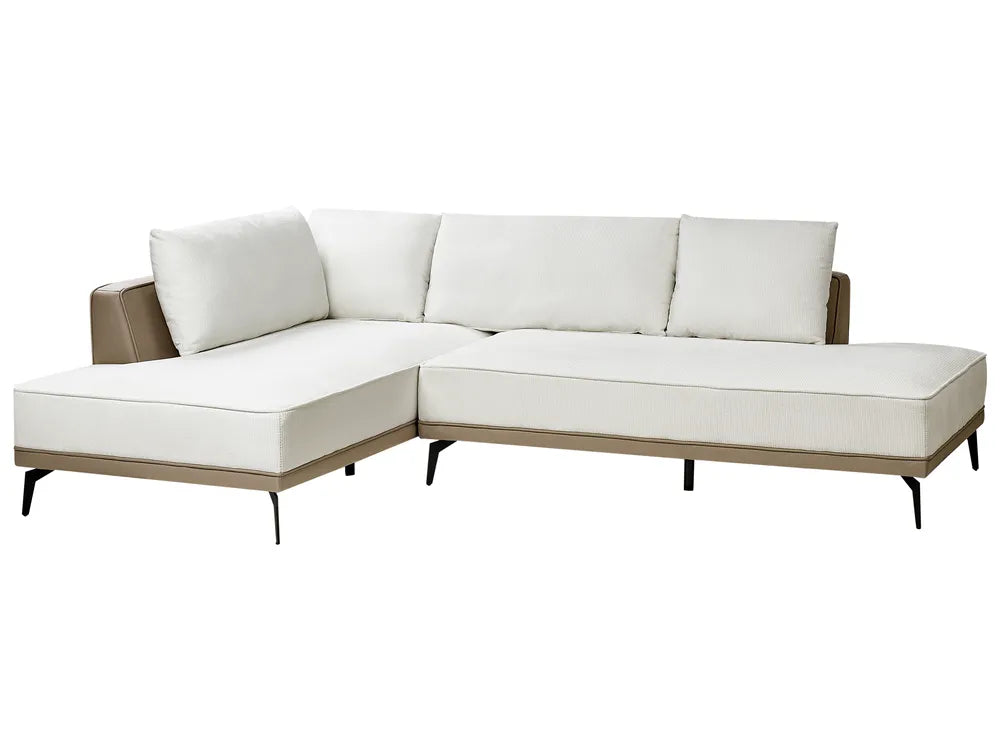 Corner Sofa 3 Seater Fabric Off-White Right Hand Michelyn