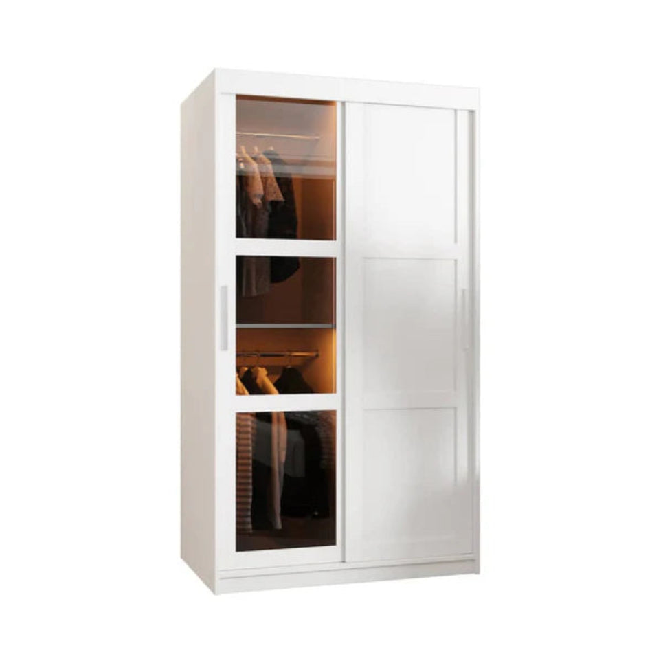 Parma III Sliding Door Wardrobe with Shelves - White Matt